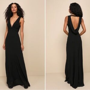 LULU's Elegant Wedding Special Event Sexy Flowy Chiffon Maxi Gown